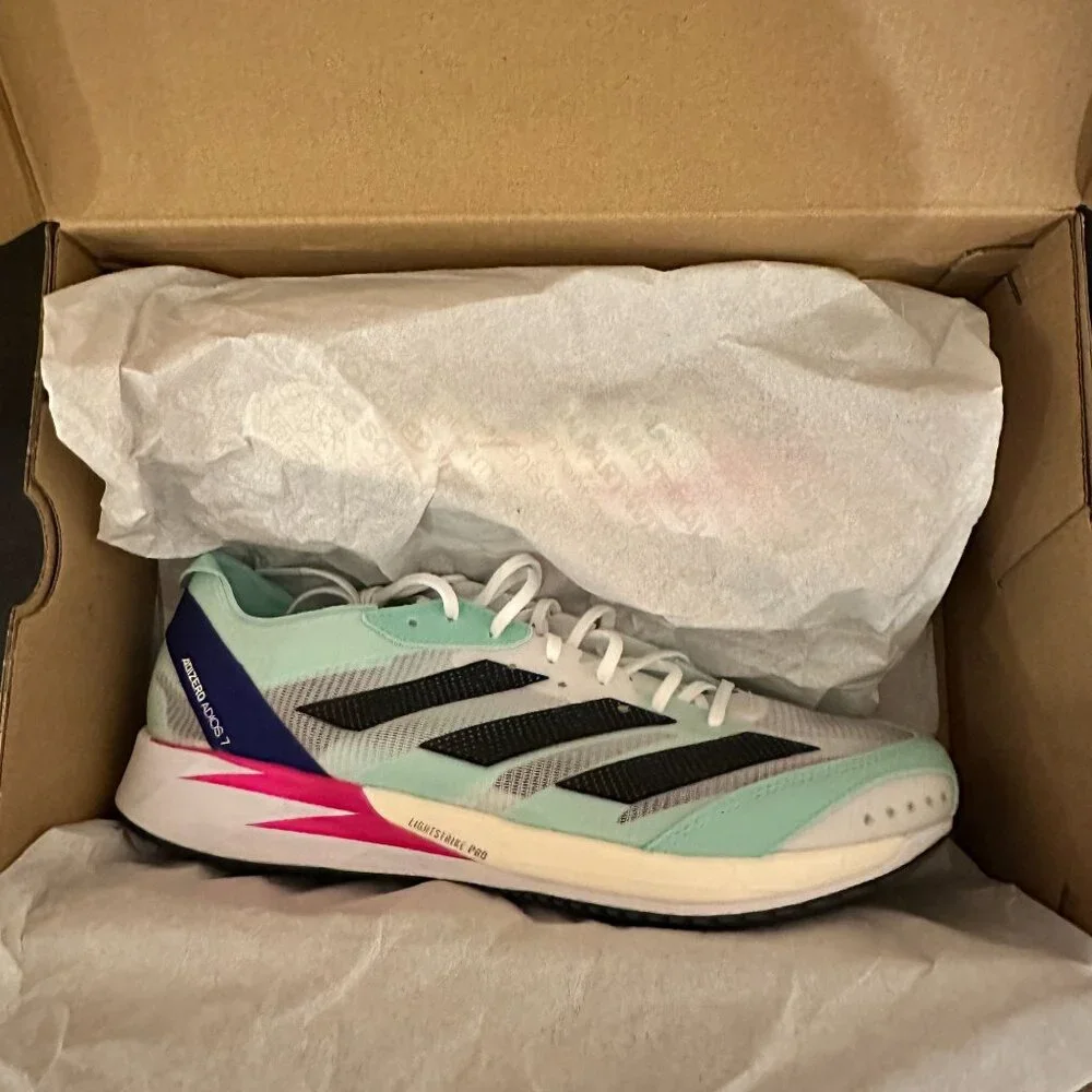 Adidas Adizero Adios 7 M Running Shoes Mint Sneaker Style GV9059 Men Size 10 US - Picture 10 of 16